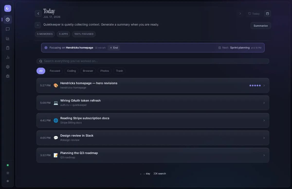 Quietkeeper UI