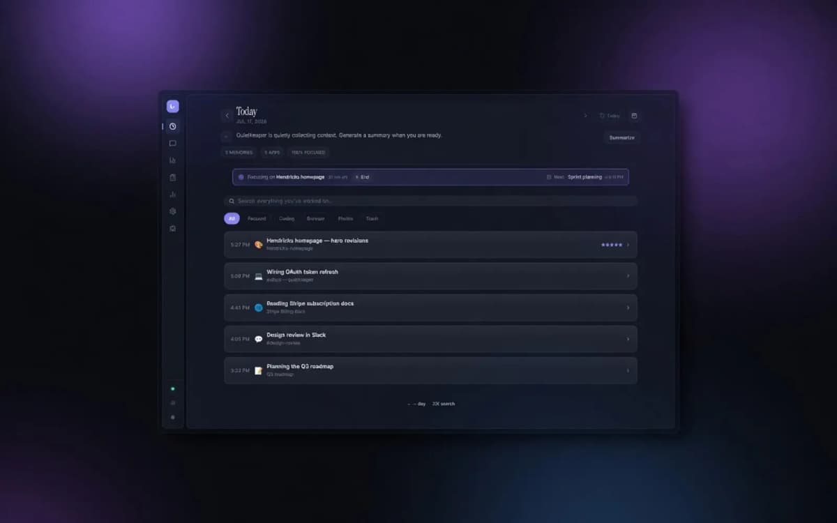 Quietkeeper UI showcase