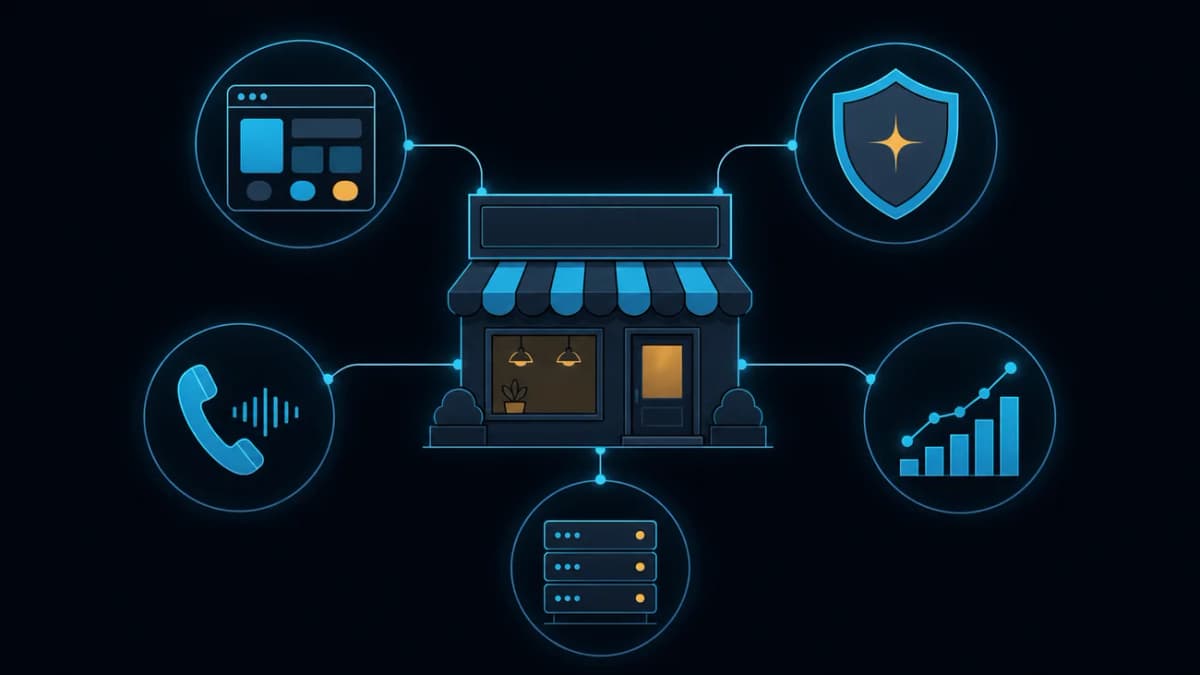 A local business with its complete online presence — website, hosting, security, phone, and growth — assembled around it and managed by SovrinTech